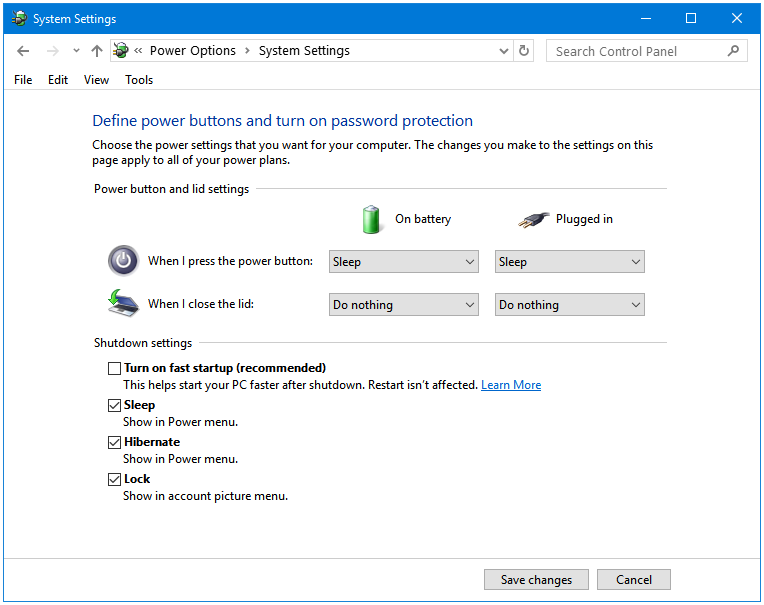 Bật hoặc tắt Khởi động nhanh trong Windows 10